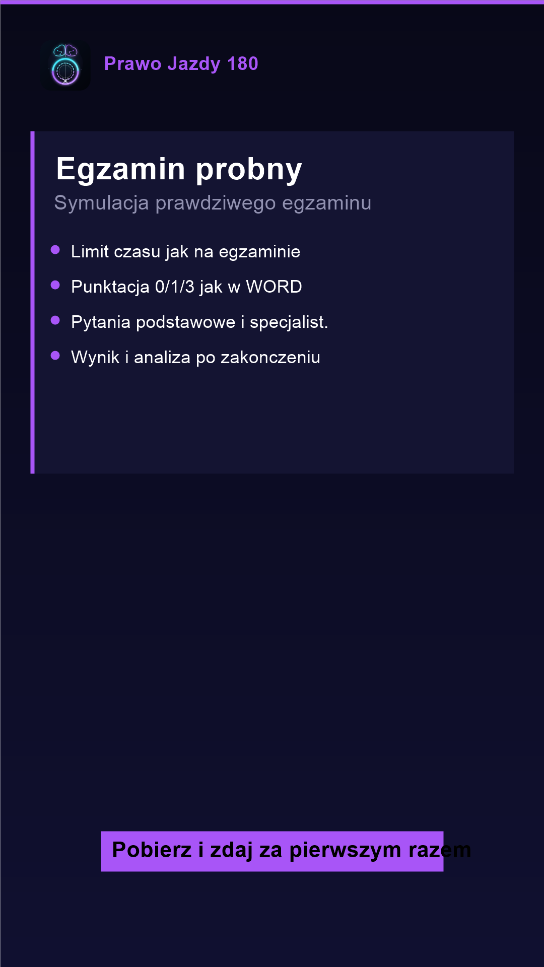 Symulator egzaminu państwowego WORD